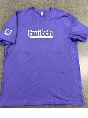 Twitch Logo V-Neck Purple T-Shirt. RARE! By Bella Canvas. Size Small.